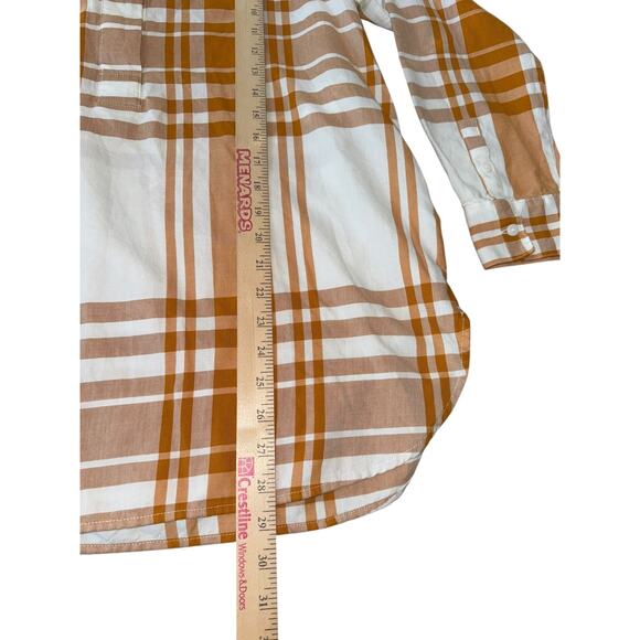 Liz Claiborne Orange Plaid Button Front Shirt L Long Sleeve Fall Casual Top - Picture 4 of 6